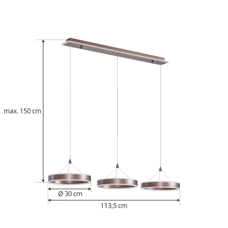 B-Ware Lucande Pendelleuchte Hängeleuchte LED Kolo braun dimmbar Leuchte Esszimmer