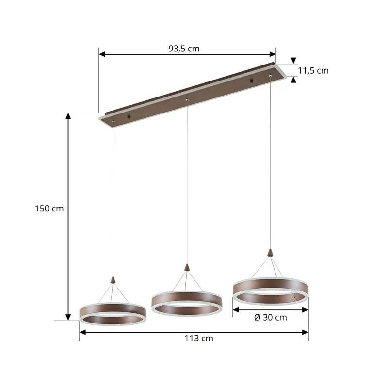 B-Ware Lucande Pendelleuchte Hängeleuchte LED Kolo braun dimmbar Leuchte Esszimmer