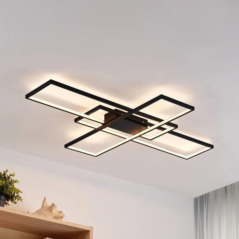 B-Ware Lindby Deckenleuchte Lampe LED schwarz Metall dimmbar Tetson