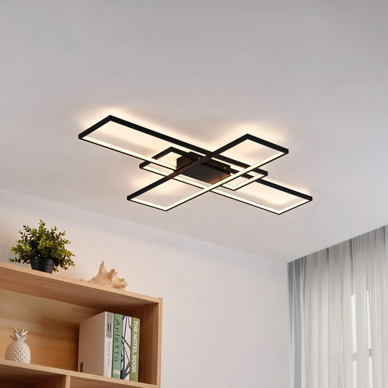 B-Ware Lindby Deckenleuchte Lampe LED schwarz Metall dimmbar Tetson