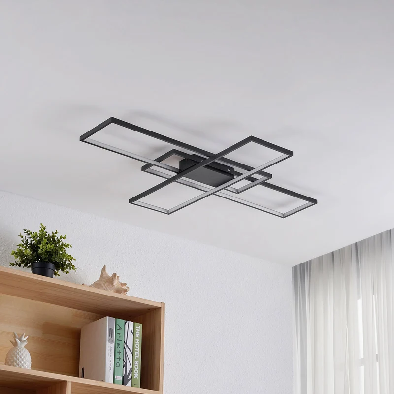 B-Ware Lindby Deckenleuchte Lampe LED schwarz Metall dimmbar Tetson