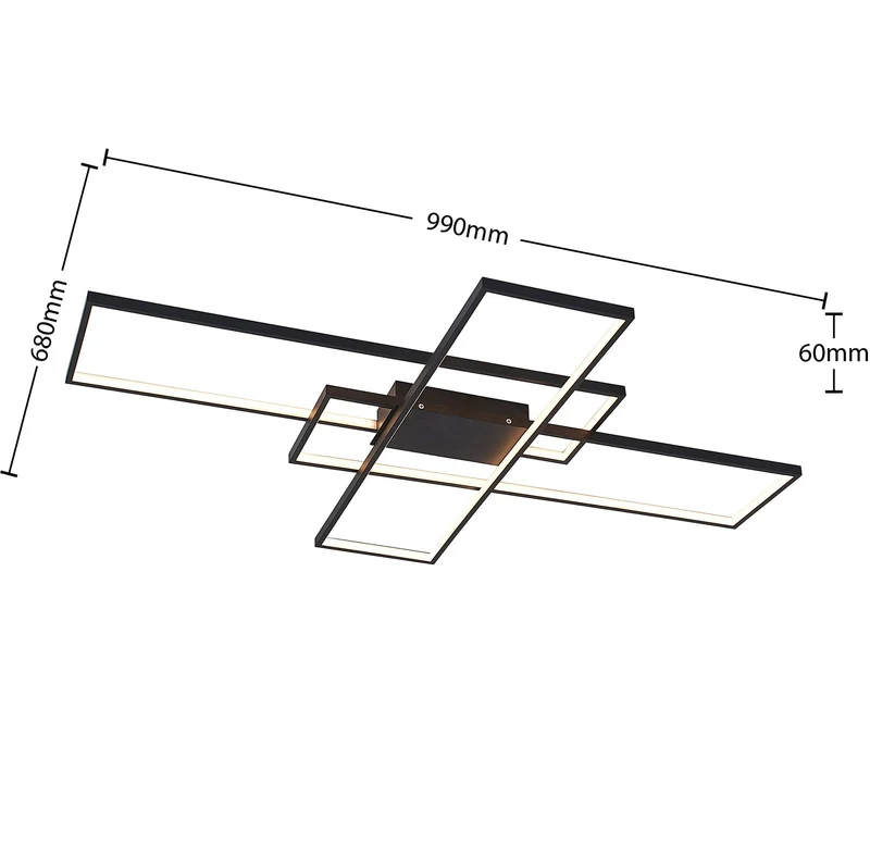 B-Ware Lindby Deckenleuchte Lampe LED schwarz Metall dimmbar Tetson