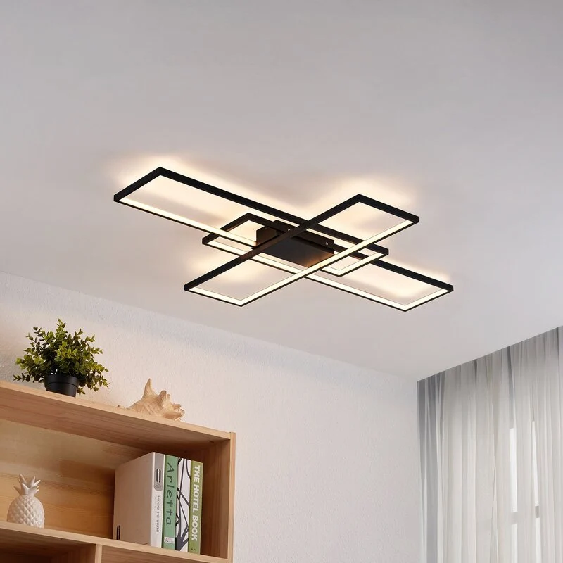 B-Ware Lindby Deckenleuchte Lampe LED schwarz Metall dimmbar Tetson