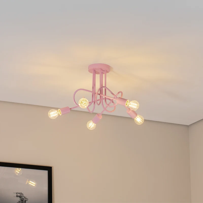 B-Ware HELAM Deckenleuchte Lampe Oxford Deckenlampe hellrosa Metall 47 cm 5-flammig359