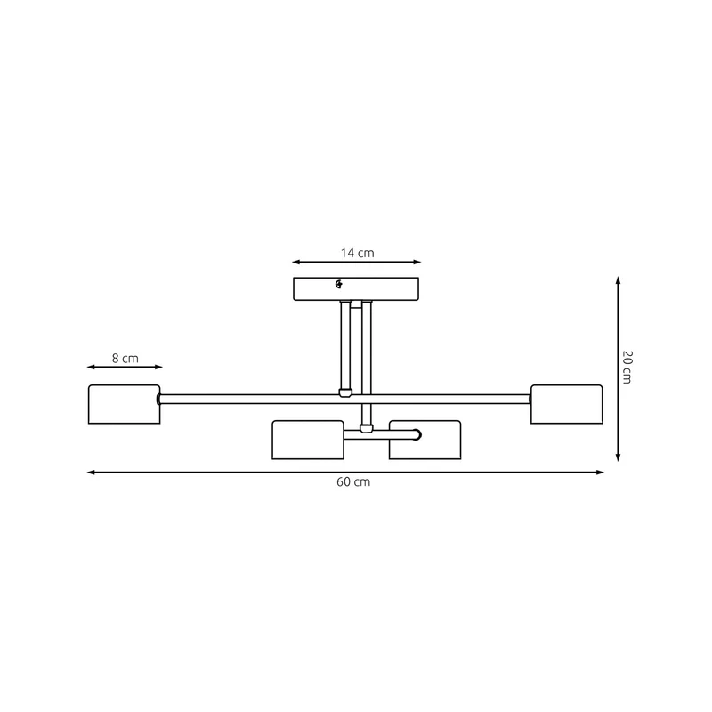 B-Ware no name Deckenleuchte Lampe Modus 4 GX53 Stahl vierflammig schwarz