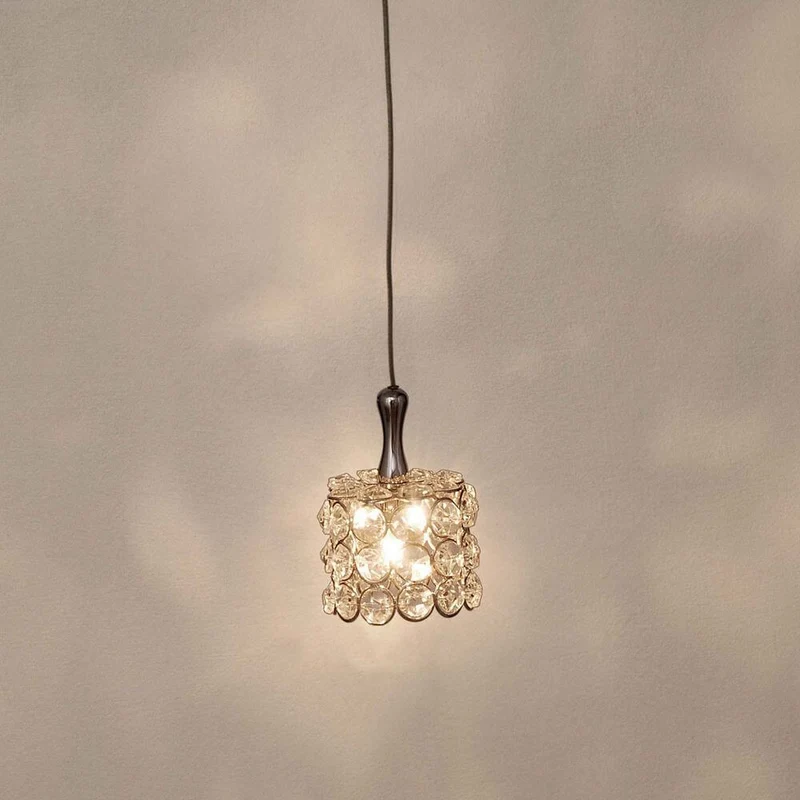 Pendelleuchte Rund Metall verchromt-Kristallglas Silber-Klar