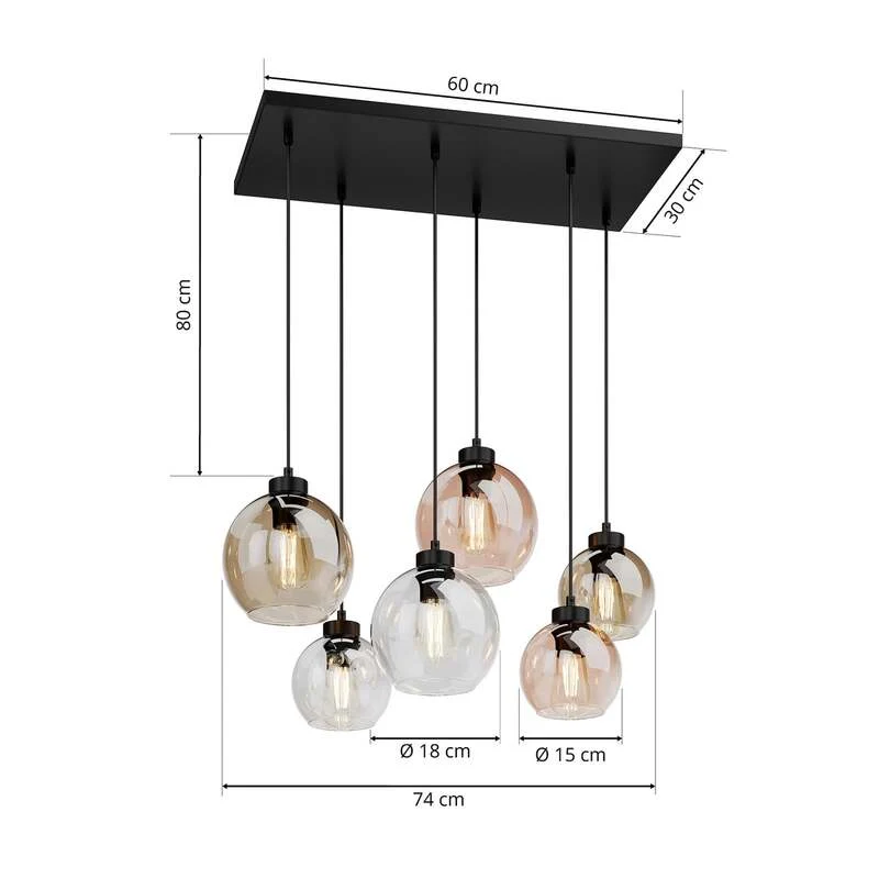 B-Ware TK Lighting CUBUS Hängeleuchte Pendelleuchte Lampe 6-flammig SIEHE TEXT/FOTO52