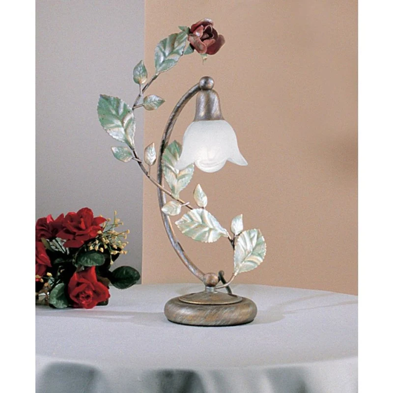 Rosaio Tischleuchte Gold-Silber-grün 39cm
