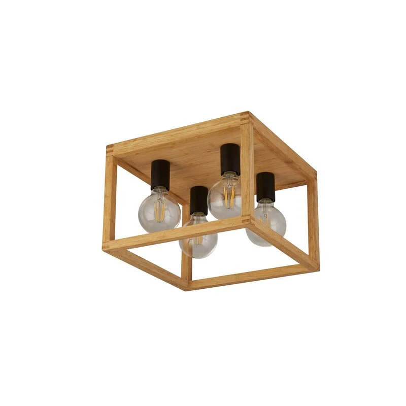 B-Ware Searchlight Deckenleuchte Lampe Bambus vierflammig holz schwarz SIEHE TEXT