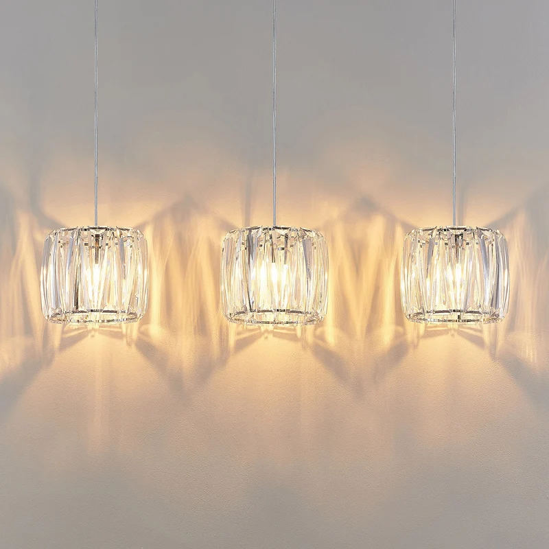 B-Ware Lindby Hängelampe Pendelleuchte Sofia chrom transparent Metall Acryl 3-flammig