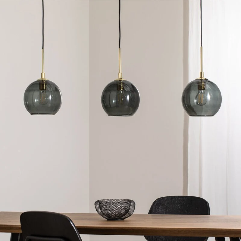B-Ware Argon Hängelampe Dulce rauchgrau schwarz Glas 3-flg Deckenlampe Deckenleuchte