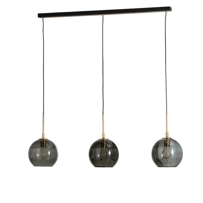 B-Ware Argon Hängelampe Dulce rauchgrau schwarz Glas 3-flg Deckenlampe Deckenleuchte