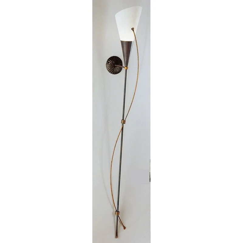 Fackel groß rost-antik S-Bogen Gold 163cm