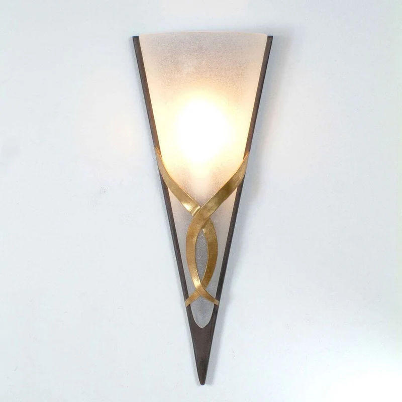 Wandleuchte Giglio Due Eisen-Glas Braun-Schwarz-Gold