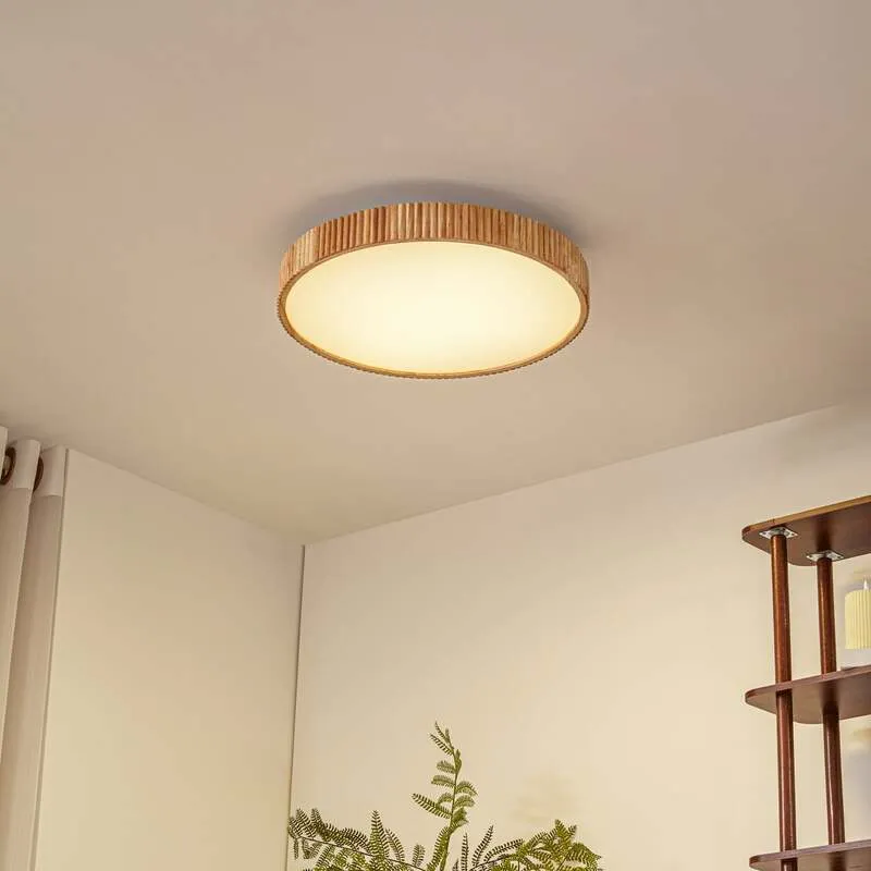 B-Ware Lindby Deckenleuchte Deckenlampe LED Fernbedienung weiß Holz Wohnbereich dimm22