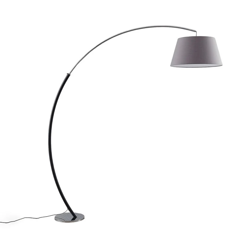 Lucande Evelyna Bogen-Stehleuchte Bogenlampe Stehlampe Leselampe Schirm grau E27