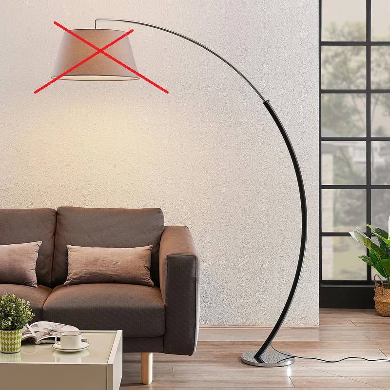 Lucande Evelyna Bogen-Stehleuchte Bogenlampe Stehlampe Leselampe Schirm grau E27