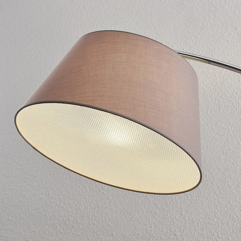 Lucande Evelyna Bogen-Stehleuchte Bogenlampe Stehlampe Leselampe Schirm grau E27