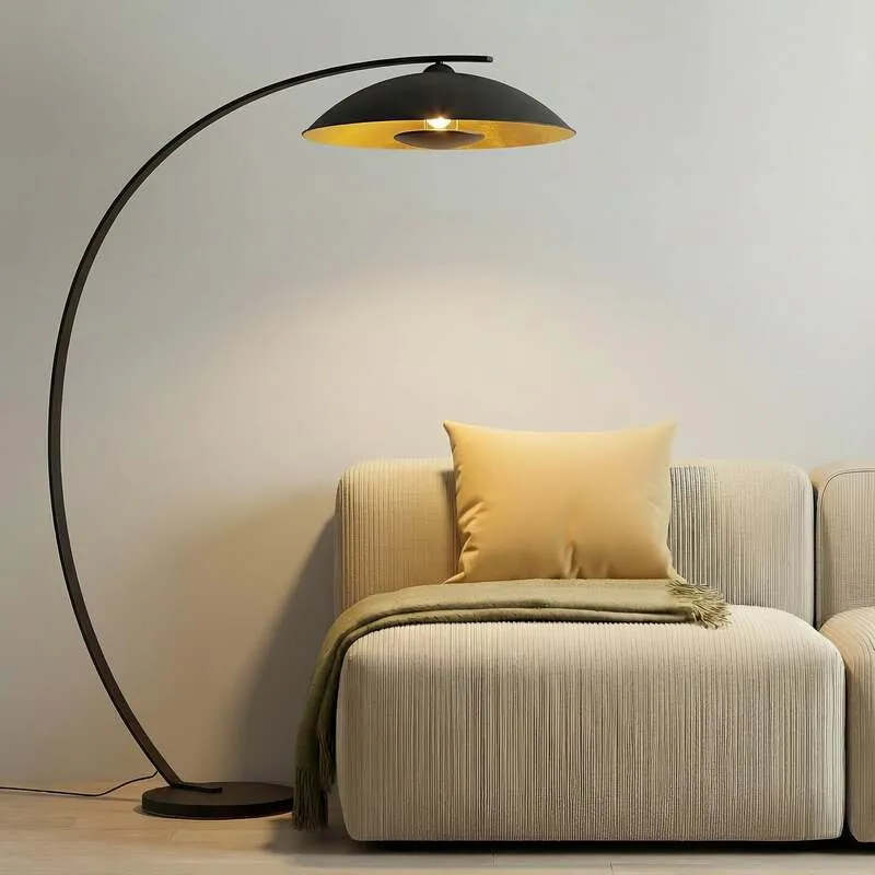 B-Ware Lindby Bogenstehlampe Stehleuchte Emilienne schwarz goldfarben Wohnzimmer La269