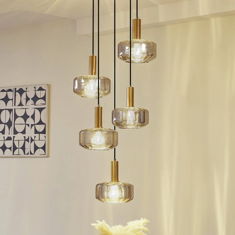 B-Ware Lindby Hängeleuchte Hildur Ø 22 cm rauchgrau Glas Deckenlampe Lampe Leuchte Spot