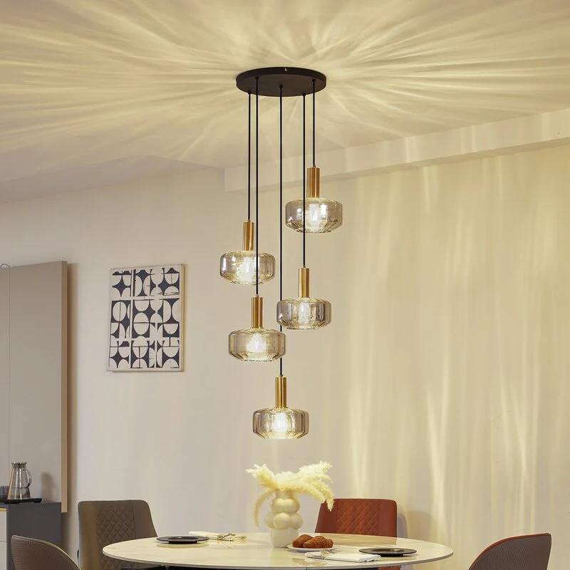 B-Ware Lindby Hängeleuchte Hildur Ø 22 cm rauchgrau Glas Deckenlampe Lampe Leuchte Spot