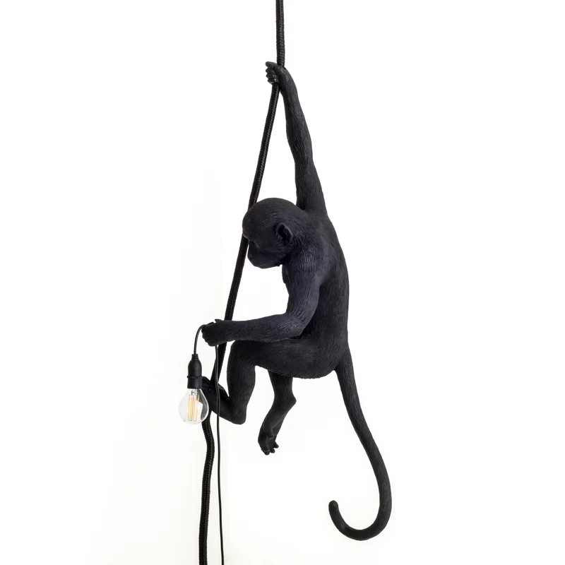 SELETTI Lampe Leuchte Monkey Lamp LED Hängelampe Hängelicht schwarz Kunstharz