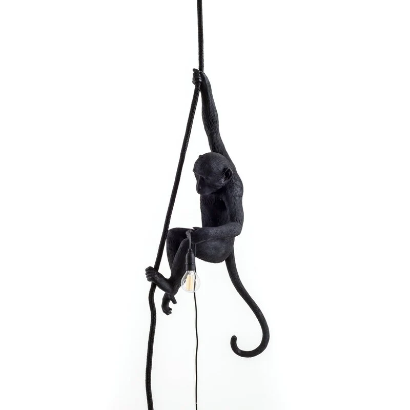 SELETTI Lampe Leuchte Monkey Lamp LED Hängelampe Hängelicht schwarz Kunstharz