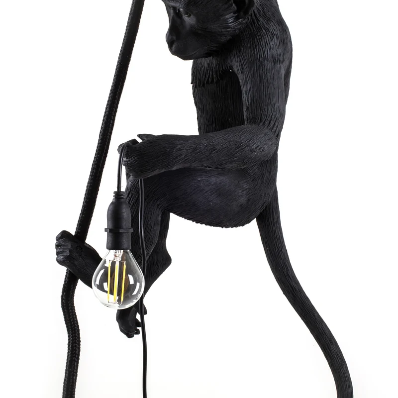 SELETTI Lampe Leuchte Monkey Lamp LED Hängelampe Hängelicht schwarz Kunstharz