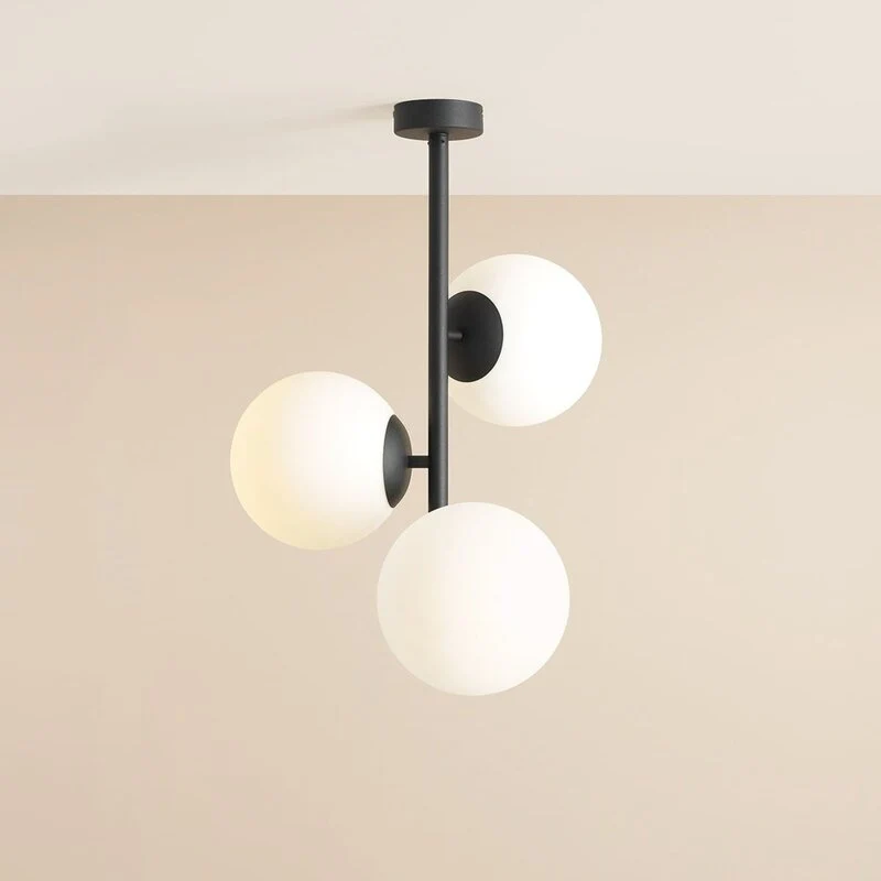 B-Ware Dione Deckenleuchte Lampe Deckenlicht opal schwarz 3 flammig SIEHE TEXT/FOTO
