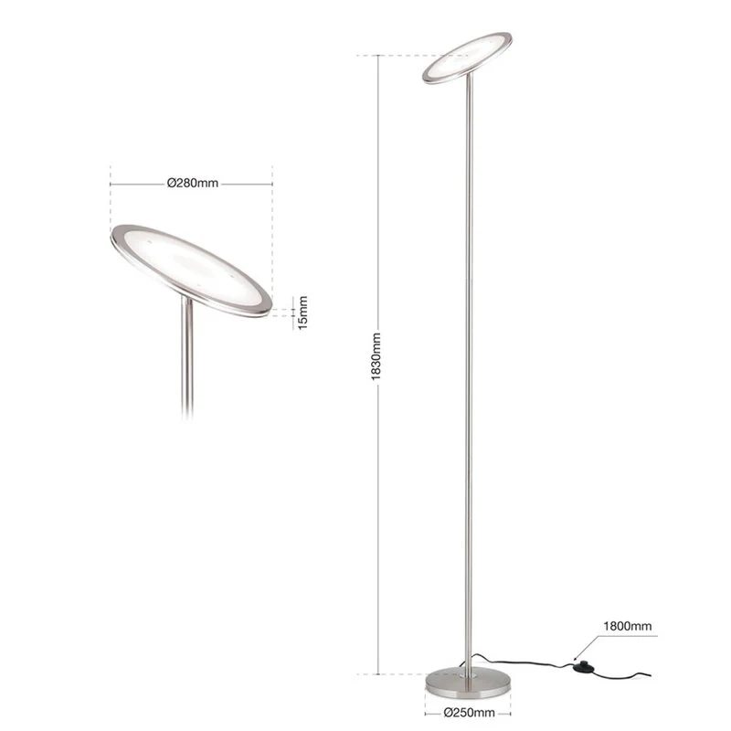B-Ware Oscar Deckenfluter Stehlampe LED dimmbar Kopf justierbar nickel matt SIEHE TEXT