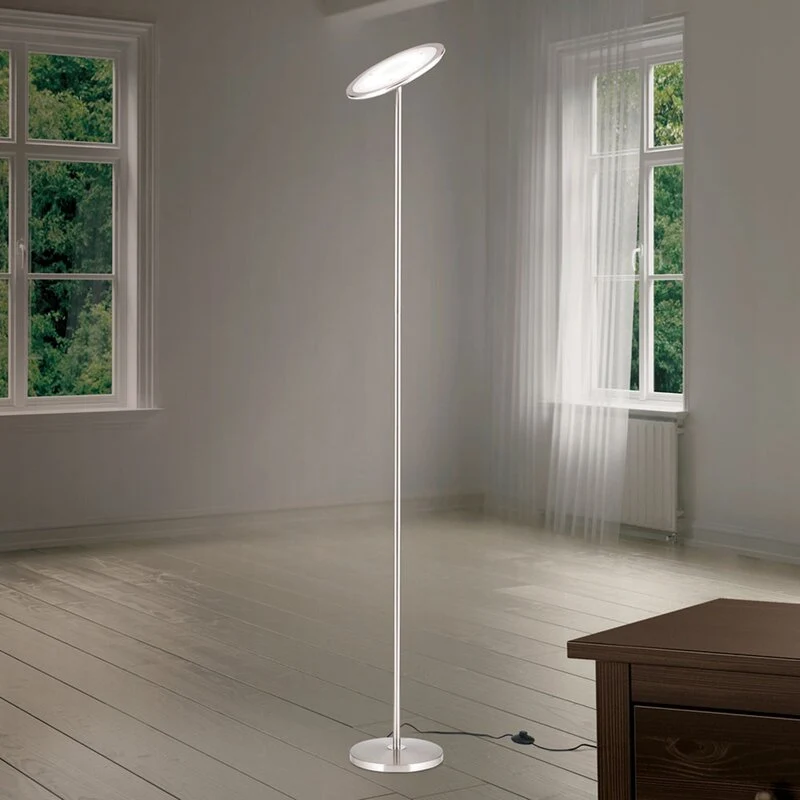 Oscar Deckenfluter Stehlampe LED dimmbar Kopf justierbar nickel matt Stahl538