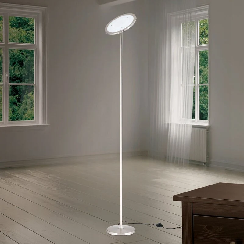 Oscar Deckenfluter Stehlampe LED dimmbar Kopf justierbar nickel matt Stahl538