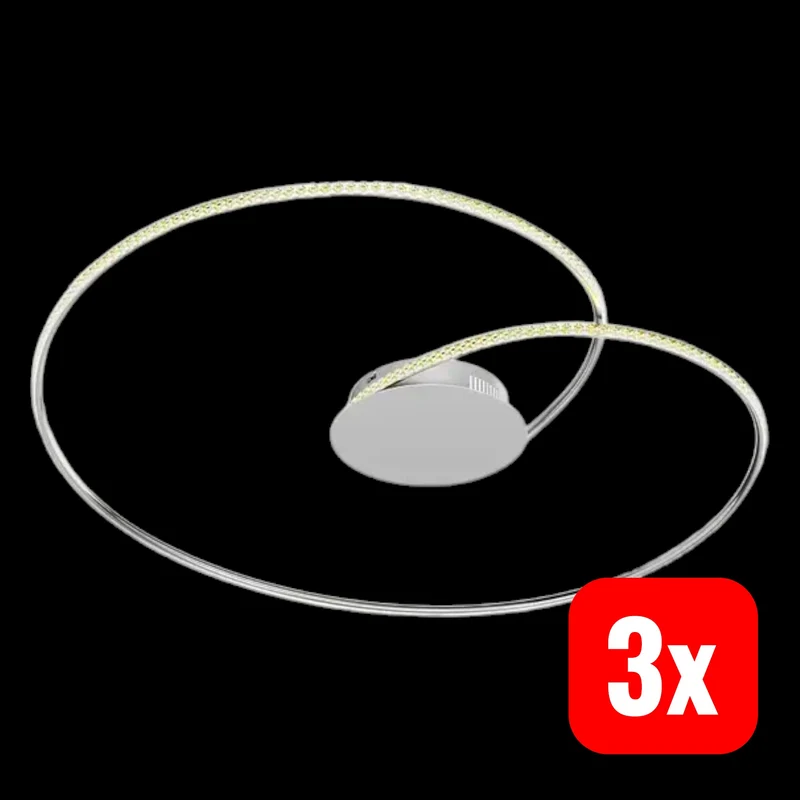 B-Ware Lindby Deckenleuchte Deckenlampe LED Joline Kristall Metall chrom 3 STÜCK