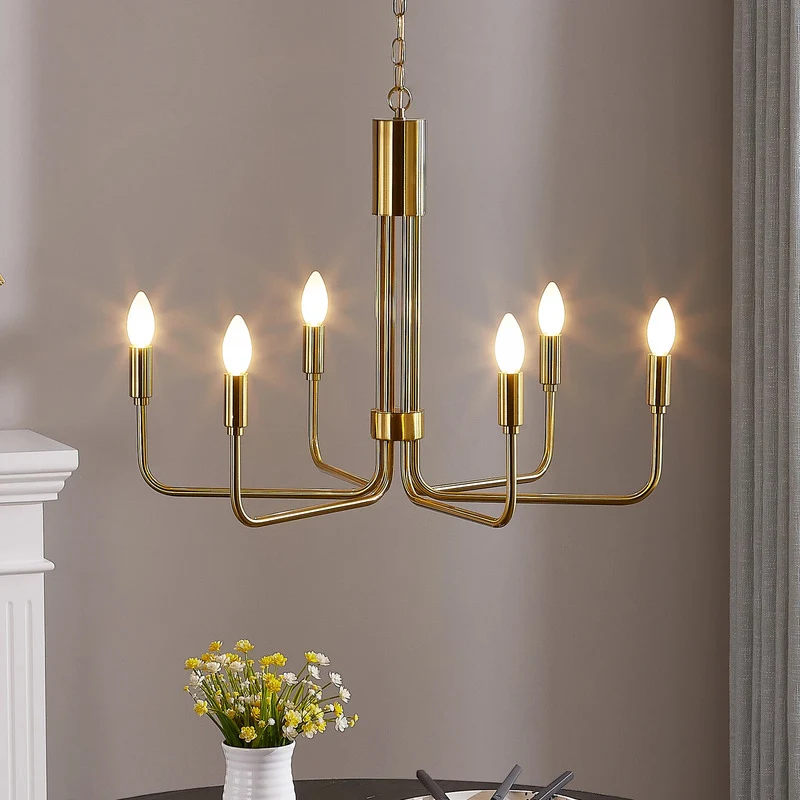 B-Ware Lindby Kronleuchter Pendelleuchte Elanova messing 6-flammig Ø 70 cm E14 Eisen