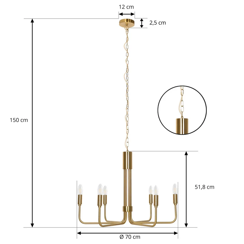 B-Ware Lindby Kronleuchter Pendelleuchte Elanova messing 6-flammig Ø 70 cm E14 Eisen