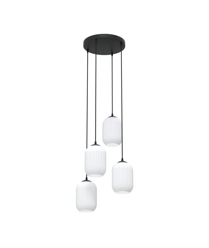 B-Ware EMIBIG Hängeleuchte Lampe Verdi 4 × E27 Schwarz Opalweiß Pendelleuchte Lampe