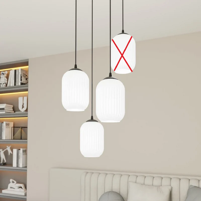 B-Ware EMIBIG Hängeleuchte Lampe Verdi 4 × E27 Schwarz Opalweiß Pendelleuchte Lampe