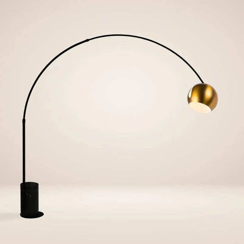 s.luce Ball Design-Bogenlampe mit Marmorfuß modern