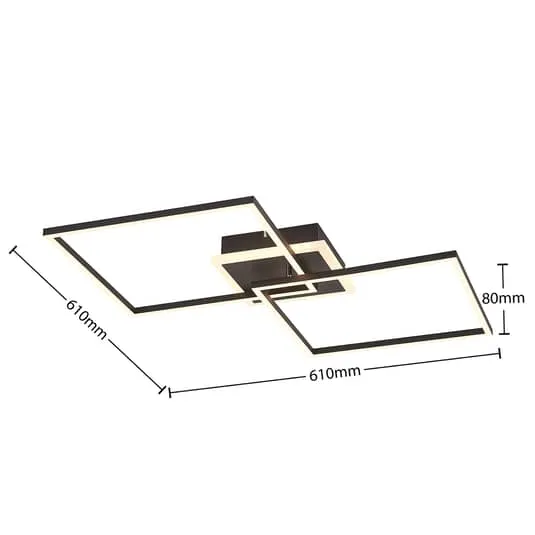 Lindby Deckenlampe Deckenleuchte LED RGB dimmbar schwarz Fernbedienung Kunststof