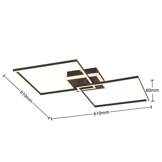 Lindby Deckenlampe Deckenleuchte LED RGB dimmbar schwarz Fernbedienung Kunststof