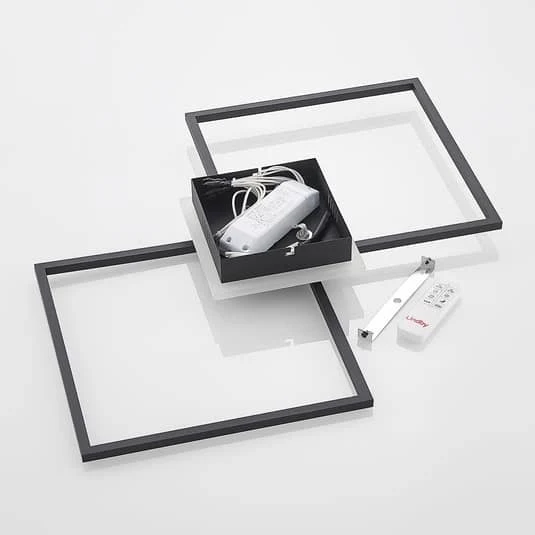 Lindby Deckenlampe Deckenleuchte LED RGB dimmbar schwarz Fernbedienung Kunststof