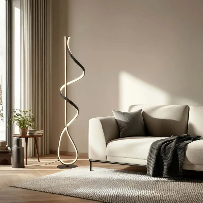 B-Ware Lucande Stehleuchte Standlampe LED Rodado schwarz Beleuchtungskunst Aluminium739