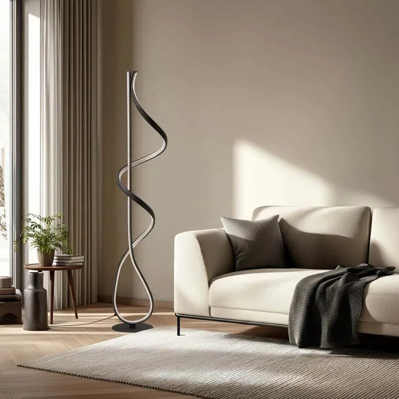 B-Ware Lucande Stehleuchte Standlampe LED Rodado schwarz Beleuchtungskunst Aluminium739