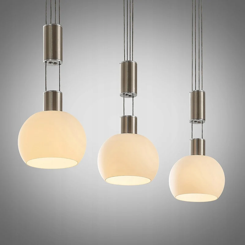 B-Ware Dreiflammige LED Pendellampe Hängeleuchte Lindby Aurell Glas Nickel Esszimmer Op