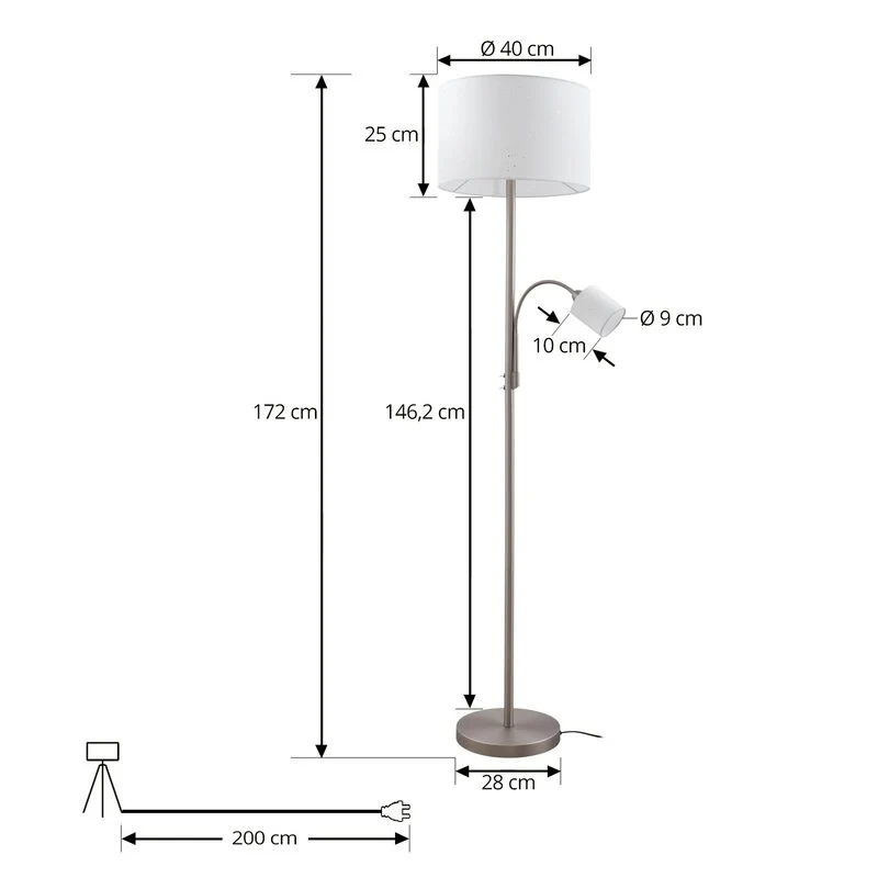 B-Ware Lindby Stehleuchte Standlampe Leselampe weiß Textil 170cm Leselicht Lampe Spot