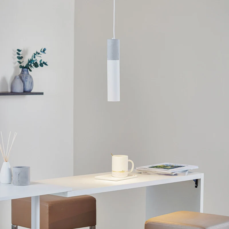 B-Ware SOLLUX Hängeleuchte Pendelleuchte Tube Beton weiß einflammig Lampe GU10 Leuchte