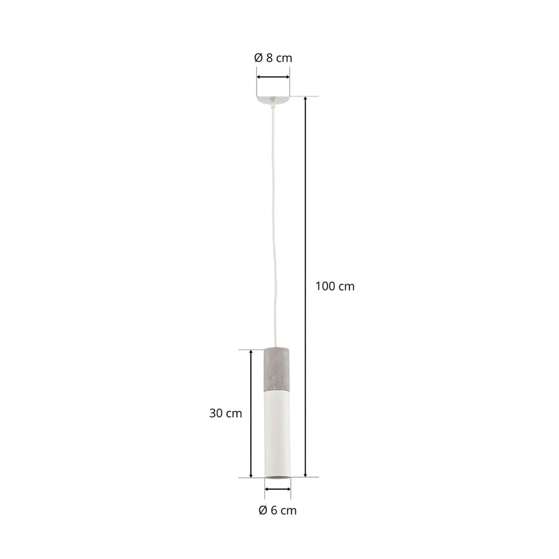 B-Ware SOLLUX Hängeleuchte Pendelleuchte Tube Beton weiß einflammig Lampe GU10 Leuchte