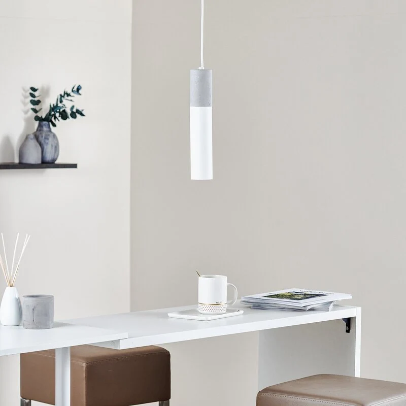 B-Ware SOLLUX Hängeleuchte Pendelleuchte Tube Beton weiß einflammig Lampe GU10 Leuchte