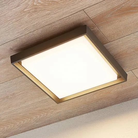 B-Ware Lucande Deckenleuchte Lampe LED Außen dunkelgrau weiß Aluminiumdruckguss quadrat