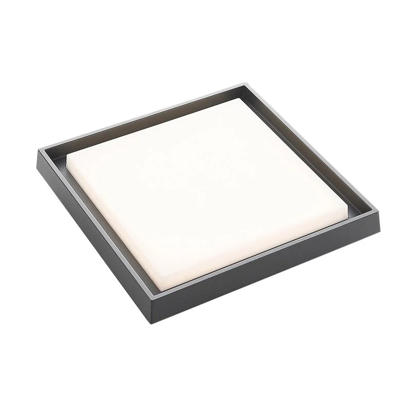 B-Ware Lucande Deckenleuchte Lampe LED Außen dunkelgrau weiß Aluminiumdruckguss quadrat